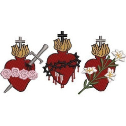 Embroidery Design 3 Sacred Hearts