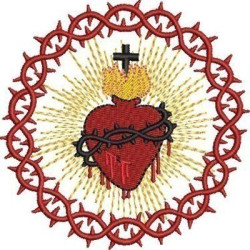 Embroidery Design Crown Of Thorns With Sacred Heart