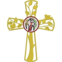 Embroidery Design Cross Decorated With Lamb 3