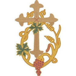 LARGE CROSS DECORATED WITH GRAPES AND WHEAT