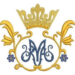 Diseño Para Bordado Marco Mariano Floral Con Corona