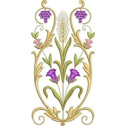 Diseño Para Bordado Trigo Y Uvas Arabesco Floral 1