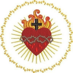 Matriz De Bordado Sagrado Coração De Jesus Na Moldura Floral