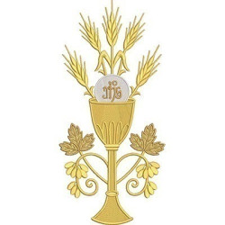Embroidery Design Jhs Chalice With Wheat And Grape Leaves