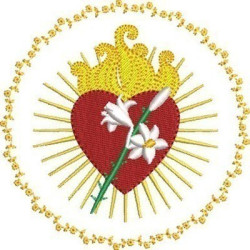Diseño Para Bordado Pecho Corazón De José En El Marco Floral