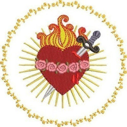 IMMACULATE HEART OF MARY IN FLORAL FRAME