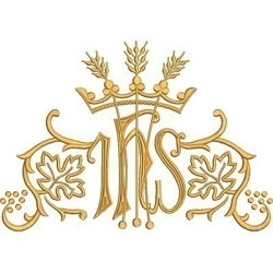 Embroidery Design Jhs With Wheat Crown And Grapes