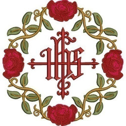 Embroidery Design Crown Of Roses With Ihs