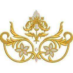 Embroidery Design Golden Arabescics With Pinecone 3