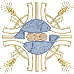 Embroidery Design Eucharistic Cross With Fish And Bread