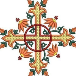 Diseño Para Bordado Cruz Decorada 215