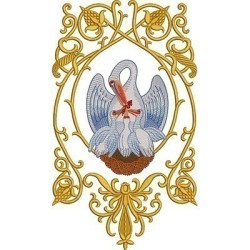 Embroidery Design Big Eucharistic Pelican Frame