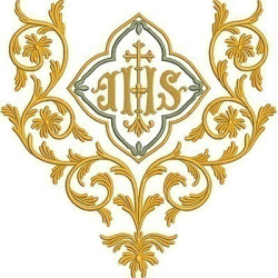 Embroidery Design Voluts With Jhs For Humeral Veil 30x30