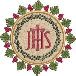 Matriz De Bordado Medalha Jhs Com Uvas