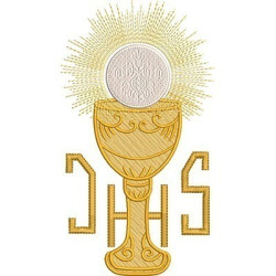 CHALICE WITH CONSECRATED HOST JHS