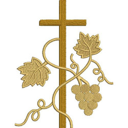Embroidery Design Cross With Grapes