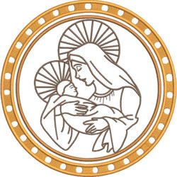 Embroidery Design Mary And Jesus Medal 20 Cm