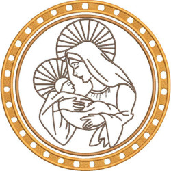 Matriz De Bordado Medalha Maria E Jesus 20 Cm