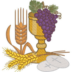 Matriz De Bordado Cálice Cacho De Uvas Com Trigo