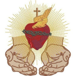 Diseño Para Bordado Sagrado Corazon De Jesus ​​con Manos