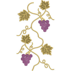Embroidery Design Branch With Bunch Of Grapes