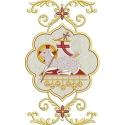 Embroidery Design Lamb In Decorated Frame