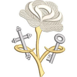 Embroidery Design Rose With Key And Cross