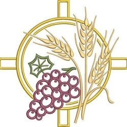 Embroidery Design Cross With Wheat And Grapes