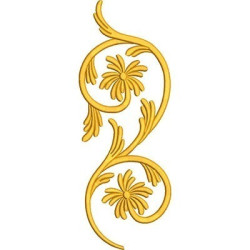 Embroidery Design Golden Arabesque With Flowers 3