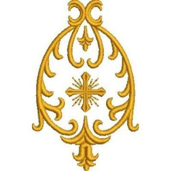 Embroidery Design Volutes With Cross 9 Cm