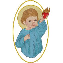 Diseño Para Bordado Medalla Sagrado Corazon De Jesus ​​niño 35 Cm 2