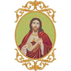 Embroidery Design Jesus Sacred Heart Medal
