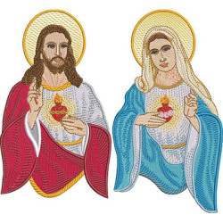Embroidery Design Sacred And Immaculate Heart Together