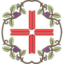 Embroidery Design Cross On The Grape Frame
