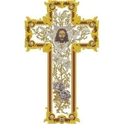 Matriz De Bordado Cruz Para Casula Romana Lírios Com Jesus 49,5 X 30 Cm