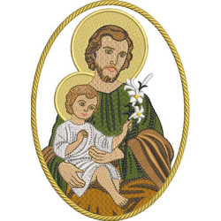 Embroidery Design Saint Joseph Medal 17 Cm