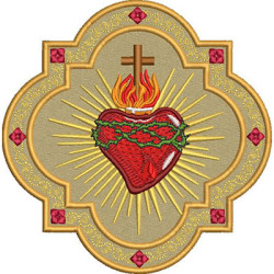 Diseño Para Bordado Marco Sagrado Corazón De Jesús 15 Cm