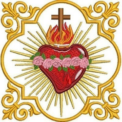 Embroidery Design Frame With Immaculate Heart Of Mary 13 Cm