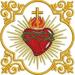 Embroidery Design Frame With Sacred Heart Of Jesus 13 Cm