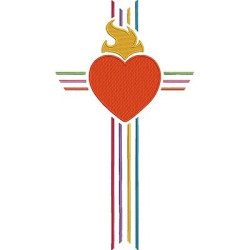 Embroidery Design Cross Of The Sacred Heart Of Jesus Stylized