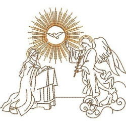 Embroidery Design Virgin Mary Anunciation Of The Lord Contoured