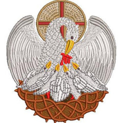 Diseño Para Bordado Pelicano Eucaristico 10 Cm