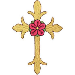 Embroidery Design Cross With Flower