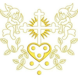 Embroidery Design Outlined Cross And Angels