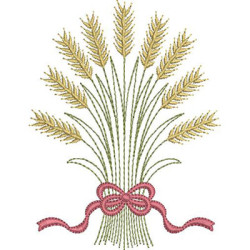 Embroidery Design Beaf Of Wheat With Bow