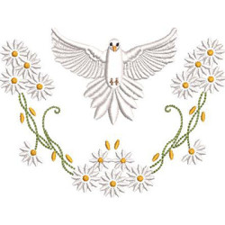 Embroidery Design Divine Holy Spirit With Daisies 2