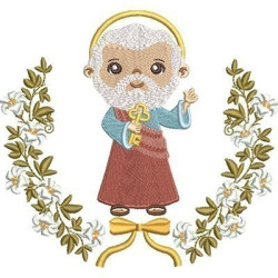 Embroidery Design Saint Pedro Cute In Lilies Frame