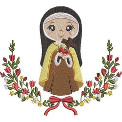 Diseño Para Bordado Santa Teresinha Cute En El Marco De Lirios