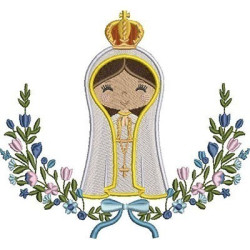 NOSSA SENHORA DE FÁTIMA CUTE NA MOLDURA FLORAL