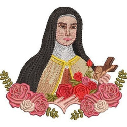 Embroidery Design Santa Teresinha In The Frame Of Roses 1
